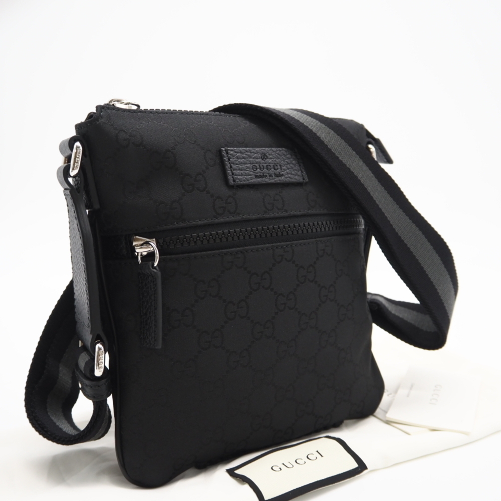 GUCCI GG Messenger Bag Shoulder Black Gray